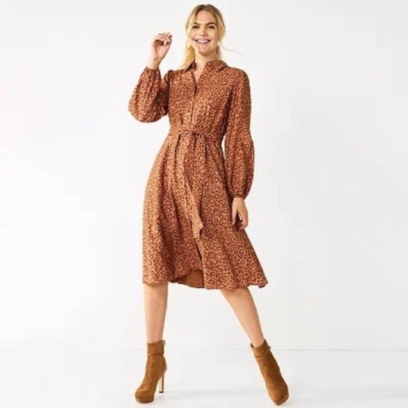 Nine West Dresses & Skirts - Nine West Leopard Print Long Sleeve Dress